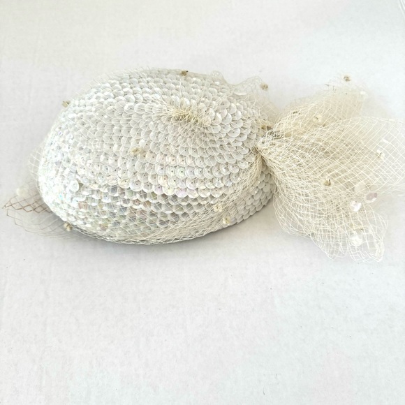 Whittaker & Javits Veil Tulle Sequin VINTAGE Hat B#27 - Picture 7 of 12